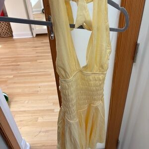 yellow halter mini sundress